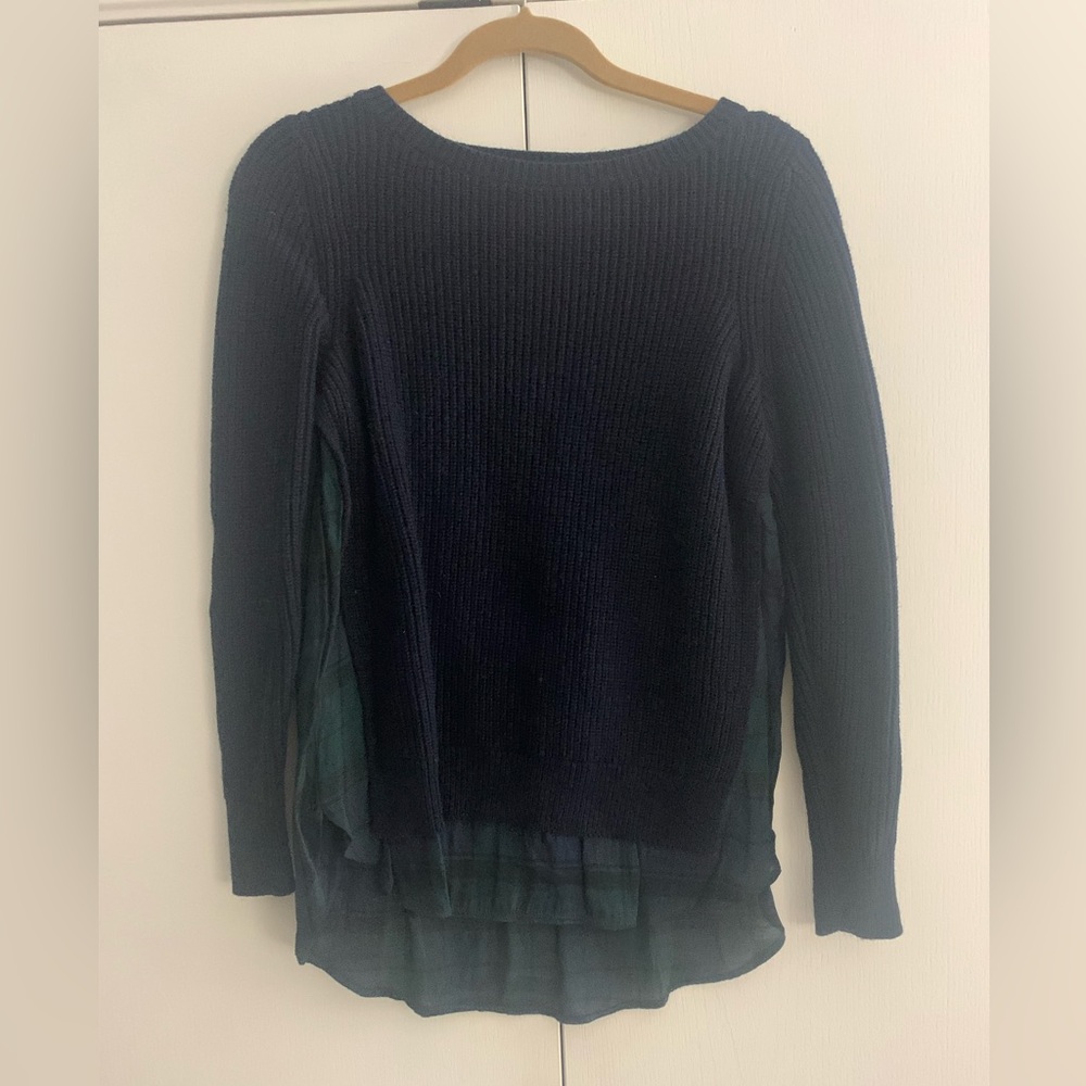 Navy/Green Layered Crewneck Sweater